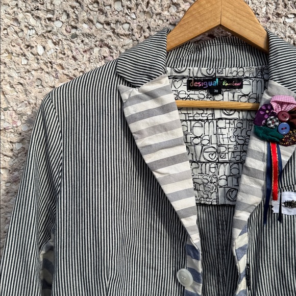 Desigual Multi Media Embellished Striped Jacket - Picture 5 of 12